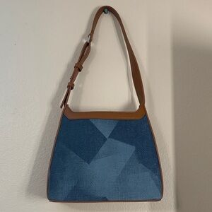 Madison West Blue and Tan Shoulder Bag